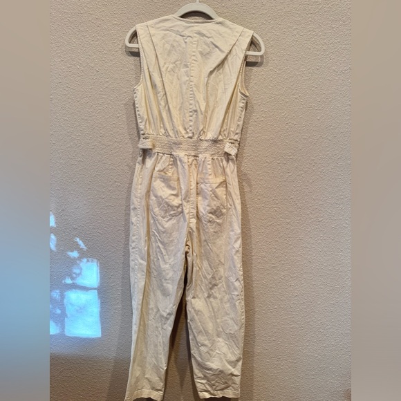$490 Thakoon Asymmetric Jumpsuit cream white button down overalls romper belted - Picture 9 of 9
